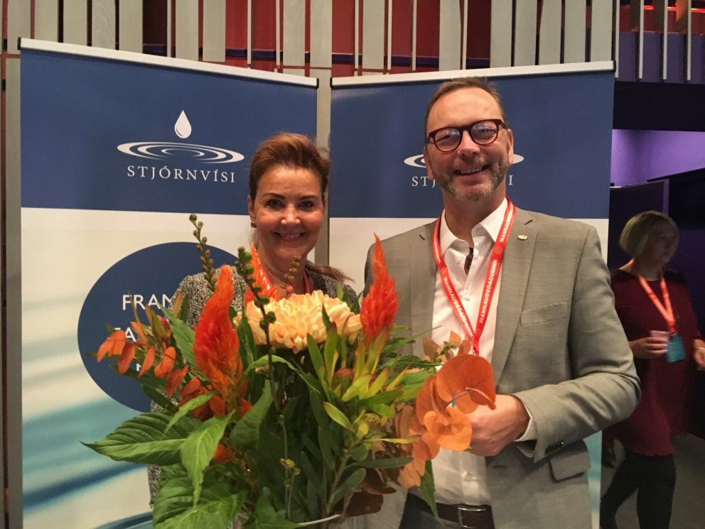 Gunnhildur Arnardóttir, framkvæmdastjóri Stjórnvísi og Jón Gunnar Borgþórsson, stjórnarmaður í stjór…